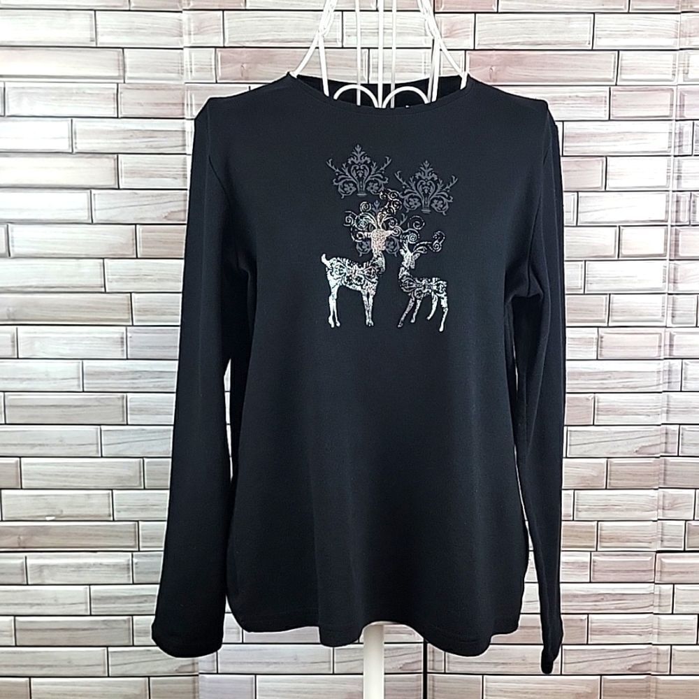 Croft and Barrow classic tee reindeer graphics Size S